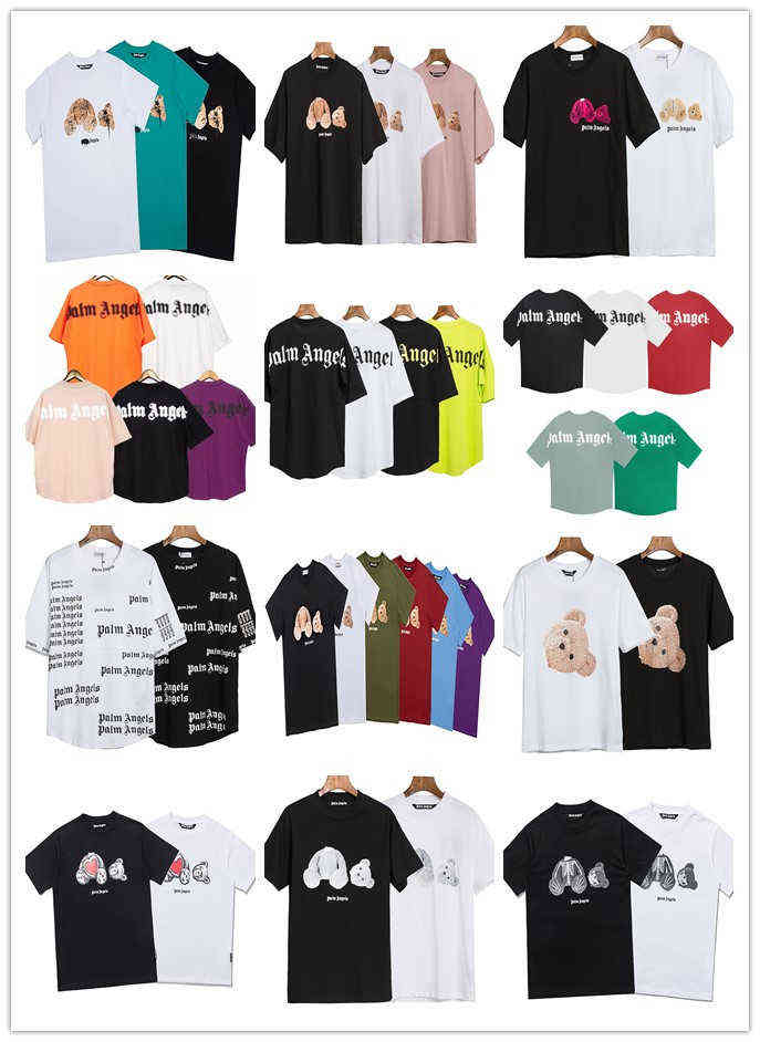 

Big Letters on the Back Palm Tree Broken Head Bear Off Shoulder Bat Sleeve Men' and Women' Short Sleeve T-shirt, T1