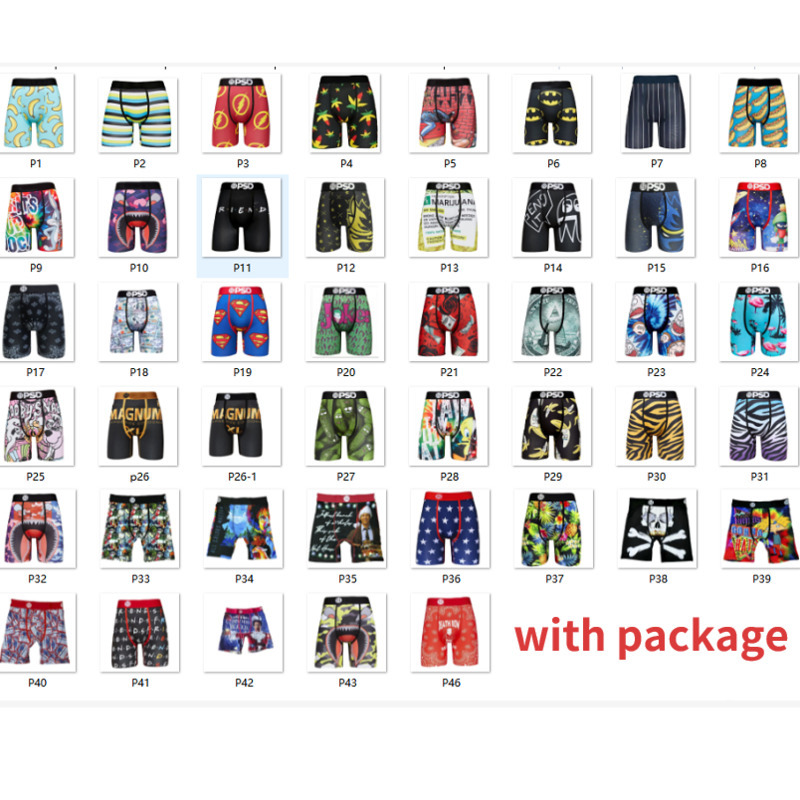 

46 Stlyes Mens Underwear Underpants Sexy Ice Silk Quick Dry Psd Shorts Printed Soft Boxers Breathable Branded Male Short Pants, A1-a30 mix colors