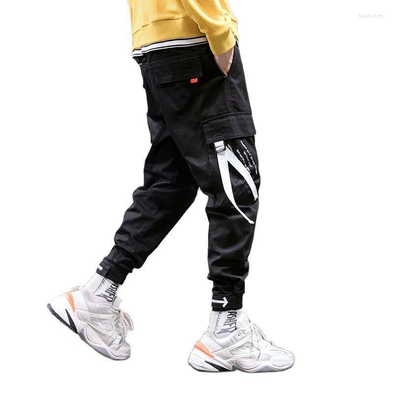 

Men's Pants Mens Cargo Men 2022 Black Baggy Ribbon Joggers Hip Hop Korean Style Japanese Streetwear Trousers For MenMen's Heat22, Khaki joggers men