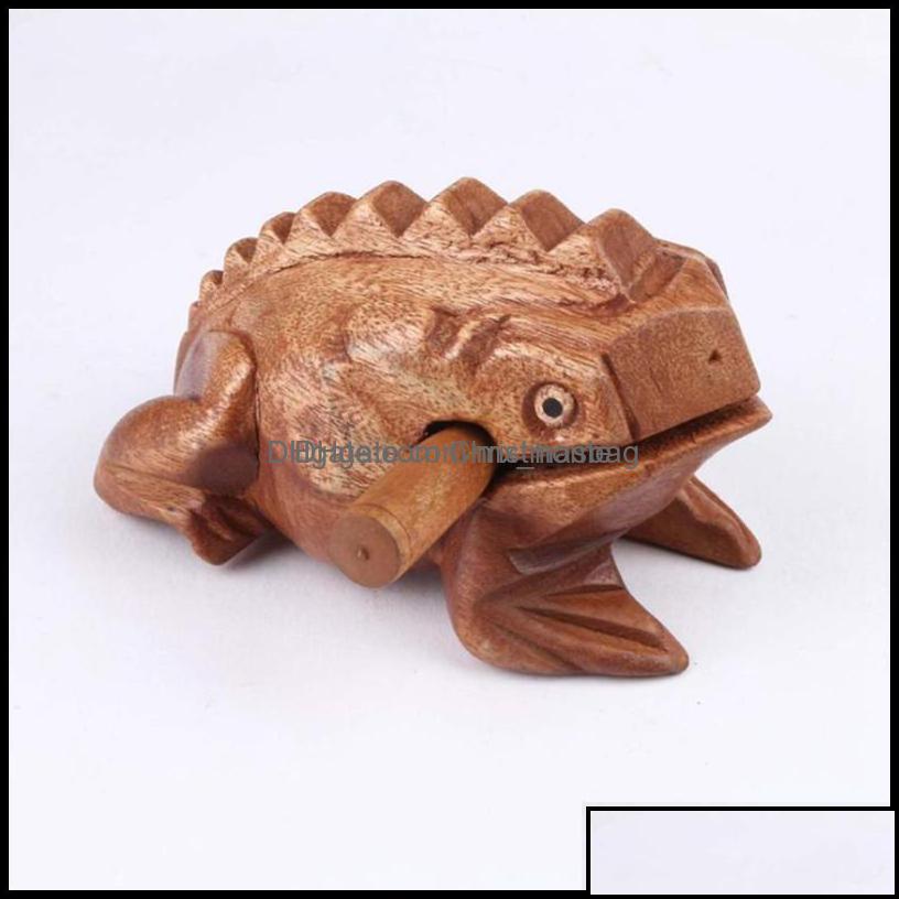 

Decorative Objects Figurines Home Accents Décor Garden Thailand Lucky Frog With Drum Stick Traditional Craft Office Decor Wooden Art Minia