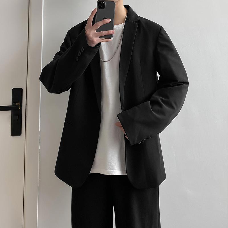 

Men's Suits & Blazers Spring And Autumn Men's Casual Slim Solid Color Long Sleeve Suit Jacket Korean Trend High Quality Comfortable Top, Xf603-black