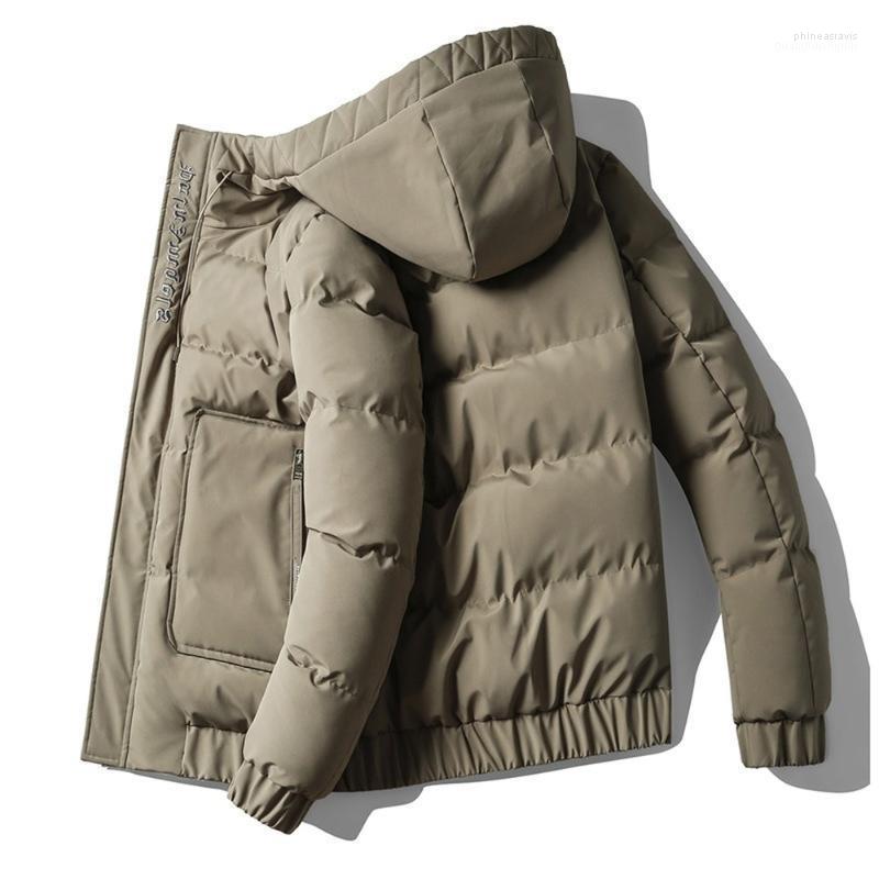 

Men's Down & Parkas Men Autumn Jacket Puffer Hooded Windbreaker Outer Fashion Clothing Cotton Padded Coat Fall Casual Phin22, Khaki