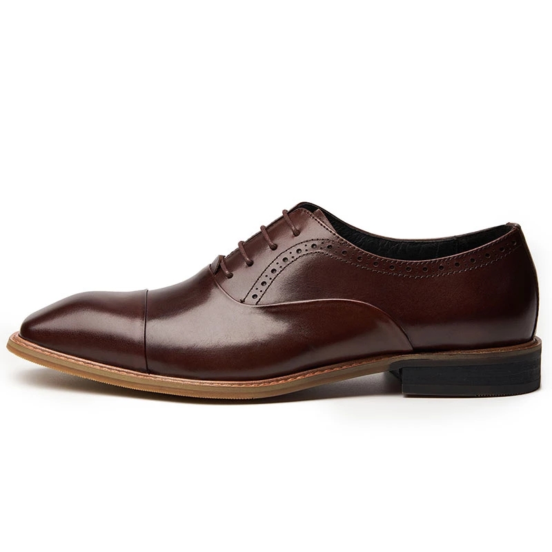 

2022 Calssic Mens Leather Brown Lace Up Oxfords Shoes for Wedding, As pic