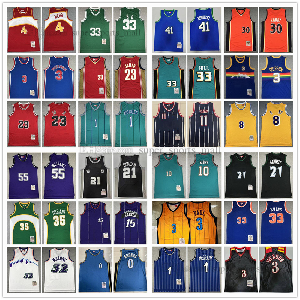 

Retro Mitchell Ness Basketball Jerseys Hill Iverson Paul Anthony Carter McGrady Durant Garnett Malone Mutombo Bibby Stockton Kemp Payton Barkley Muggsy Bogues, Need which number