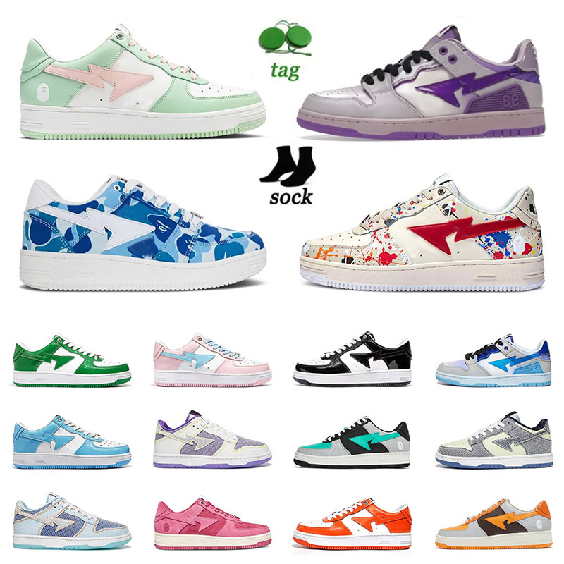 

womens mens bapestas stars sk8 bathing platform running shoes 2022 newest fashion batesta university blue black white orange off camo designer sneakers 36-45, B18