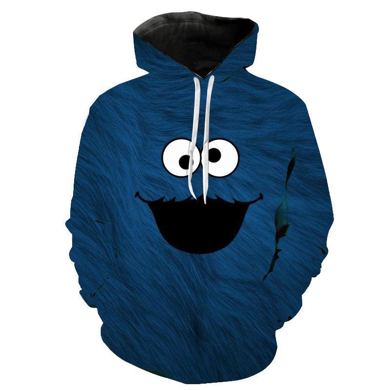 Sweats à capuche pour hommes Sweats à capuche Cookie Monster 3D Imprimé Hommes Femmes Mode Sweat à capuche Cartoon Anime Harajuku Hip Hop Pull En