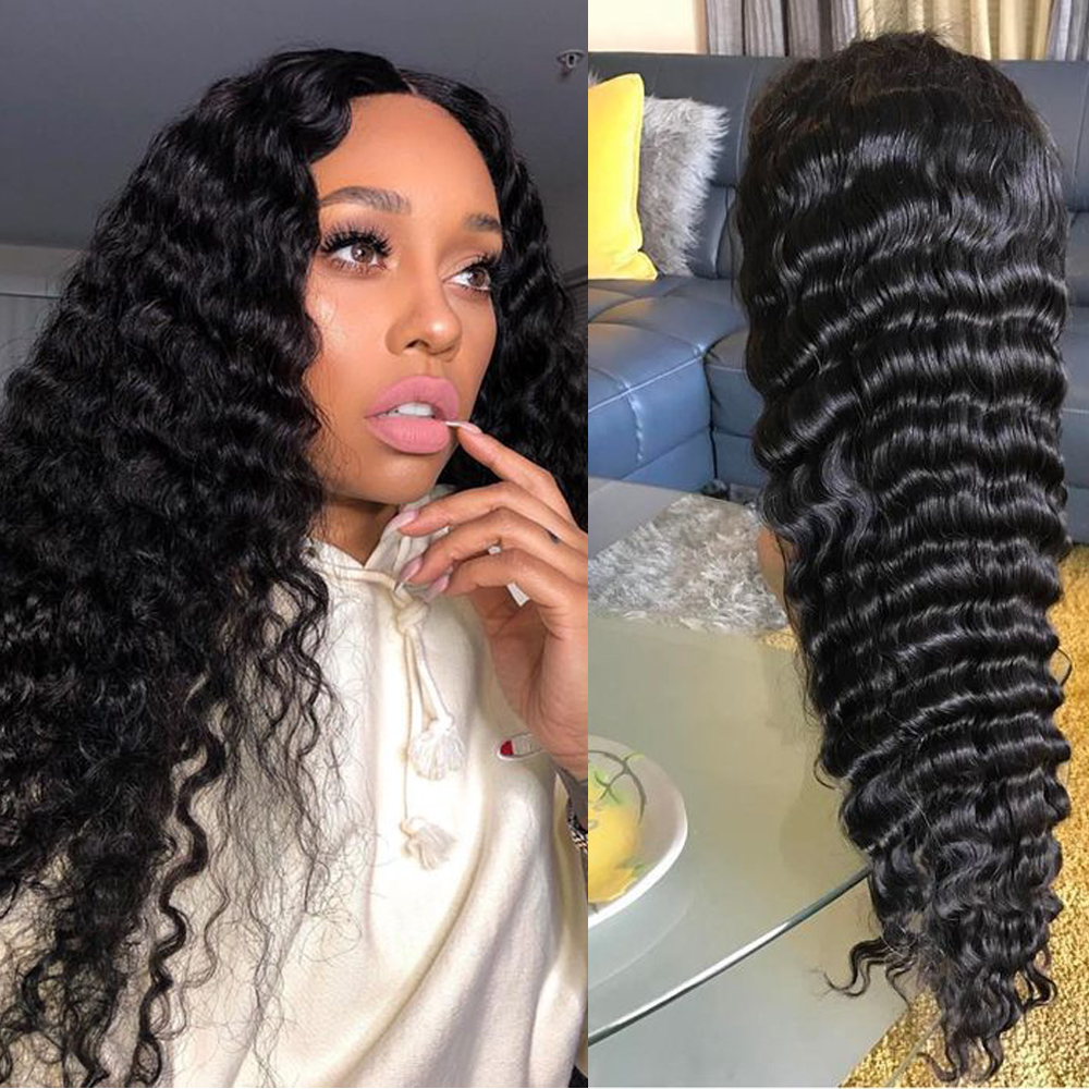 

LX Brand Deep Wave Closure Wig 4x4 Lace Closure Wig Human Hair Moxika Wig Deepwave Frontal t Part Lace Human Peruvian Hair Wigsfacto, Natural color