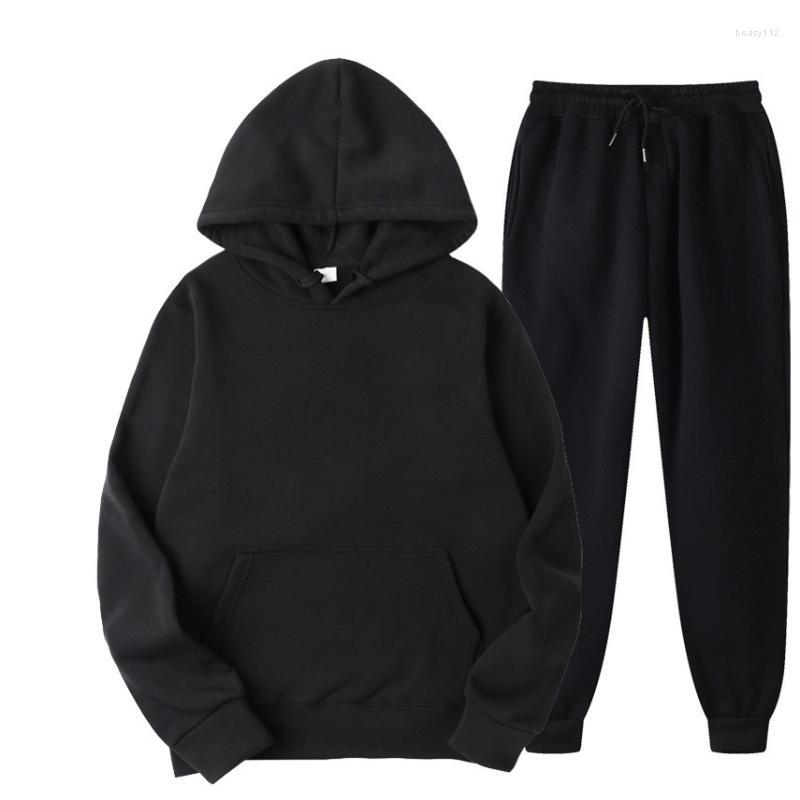 Survêtements pour hommes Ensembles pour hommes Sweats à capuche Mode Plus Sweat-shirt en cachemire Deux pièces Ensemble décontracté à manches lon