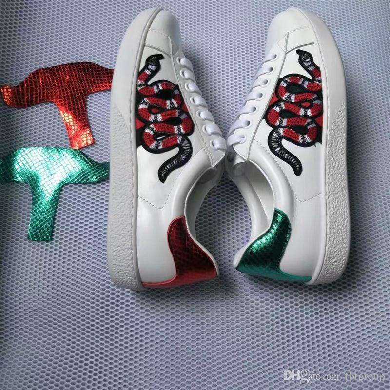 

Genuine leather Designer sneakers men Womens flat casual shoes Fashion White Genuine Leather Luxury Flower Embroidered Flat sports shoes NO9, 11