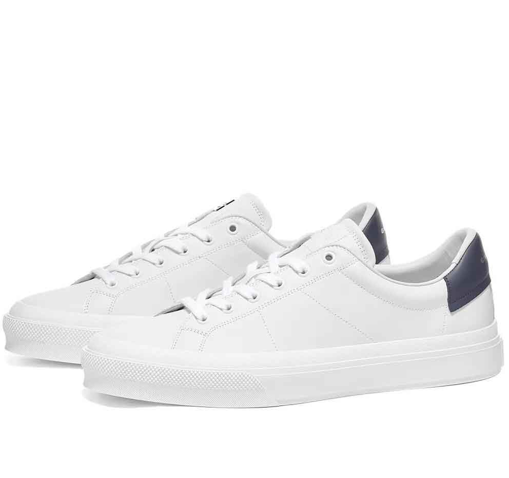

Clean, Tennis Court-inspired City Streets Sneakers Shoes White Black Smooth Leather Men Trainers Perforation Design Comfort Casual Footwear