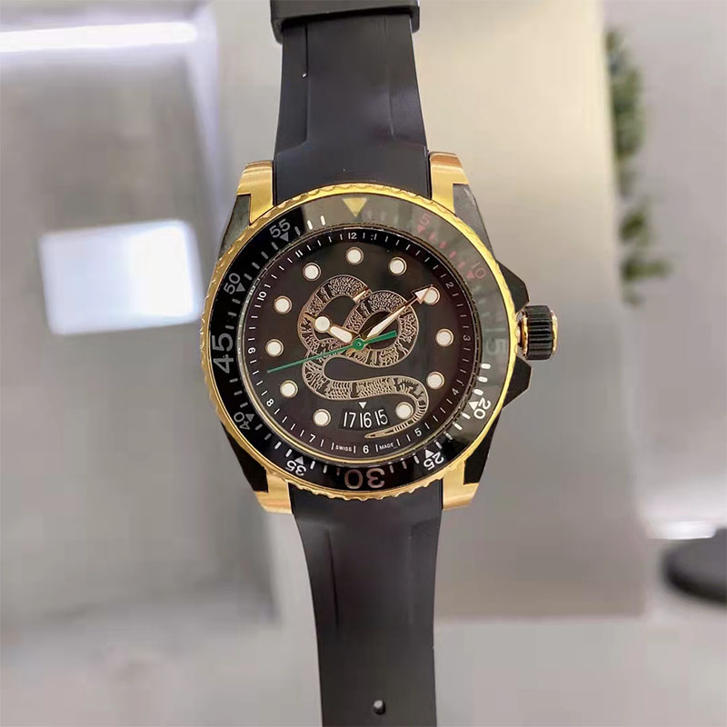 

Quality Mens Watches stainless steels montre de luxe comfortable rubber strap Quartz Movement Wristwatch Folding Clasp men watch snake Wristwatches, Other supplementary prices