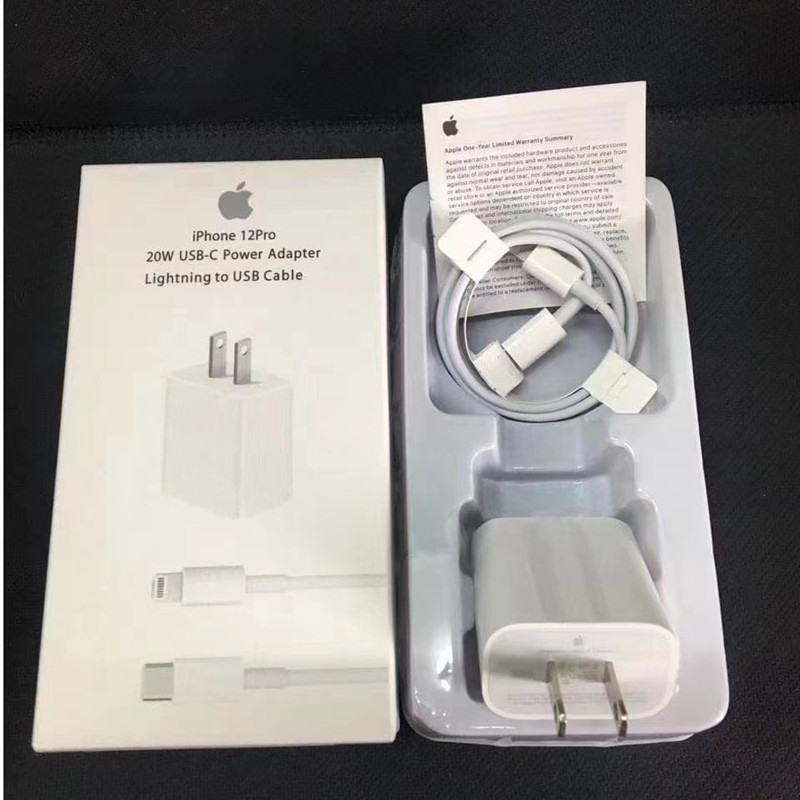 

20W Fast Charging PD USB C Charger for Apple iPhone 13 Pro 12 11 8 7 iPad EU Power Adapter US Plug Port Cable With Retail Box