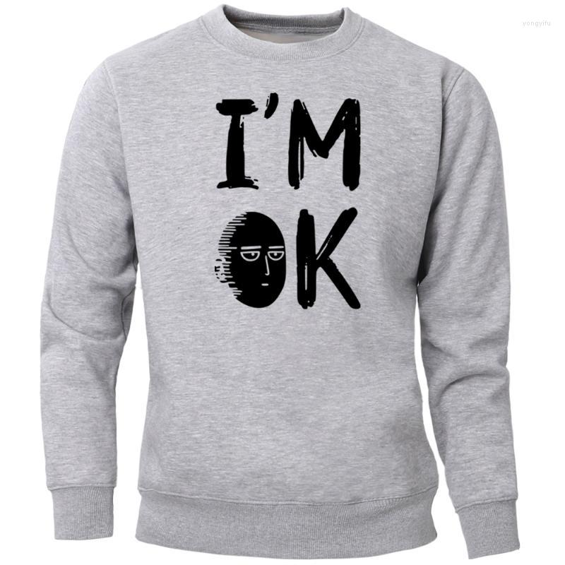 Sweats à capuche masculine Sweatshirts One Punch Man I Am Ok Saitama Hero Funny Men Japan Anime Crewneck Sweathirt Jumper Harajuku Hoodie Hoodyme