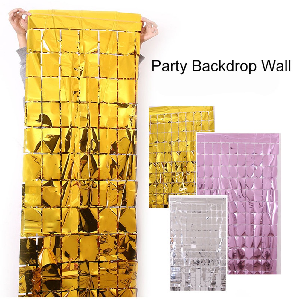 

Sequin Square Curtain Birthday Party Decor Shimmer Wall Backdrop Foil Curtain Wedding Birthday Party Background Decoration, As described