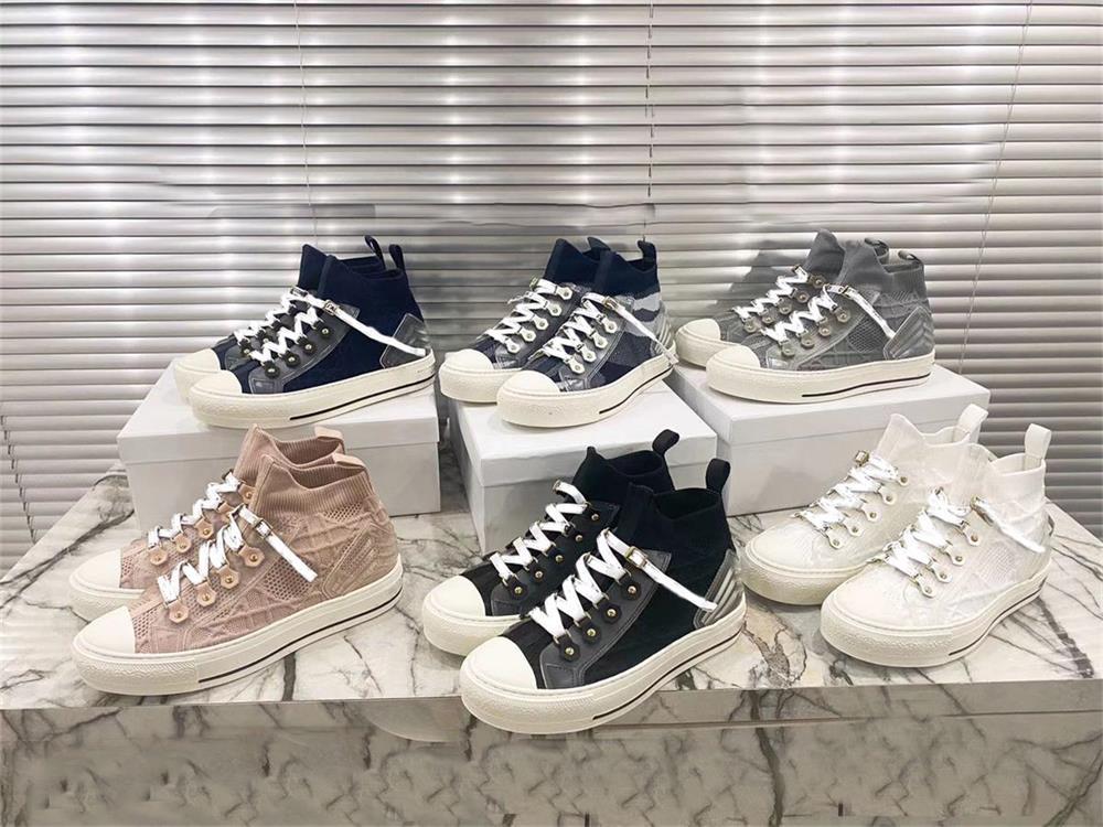 

Designer Classic Canvas Oblique Women Casual Shoes Technical Mesh Fashion Lace Up White Pink Runner Sneaker With Box Top Quality NO76, Color 1