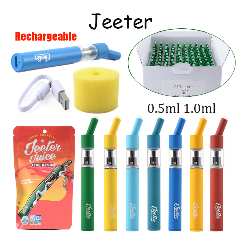 

Jeeter Juice Rechargeable Disposable E Cigarettes Vape Pen Preheat 0.5ml 1.0ml Atomizers Carts Thick Oil Vaporizer 180mAh Micro USB With Cartridges Packaging Bags