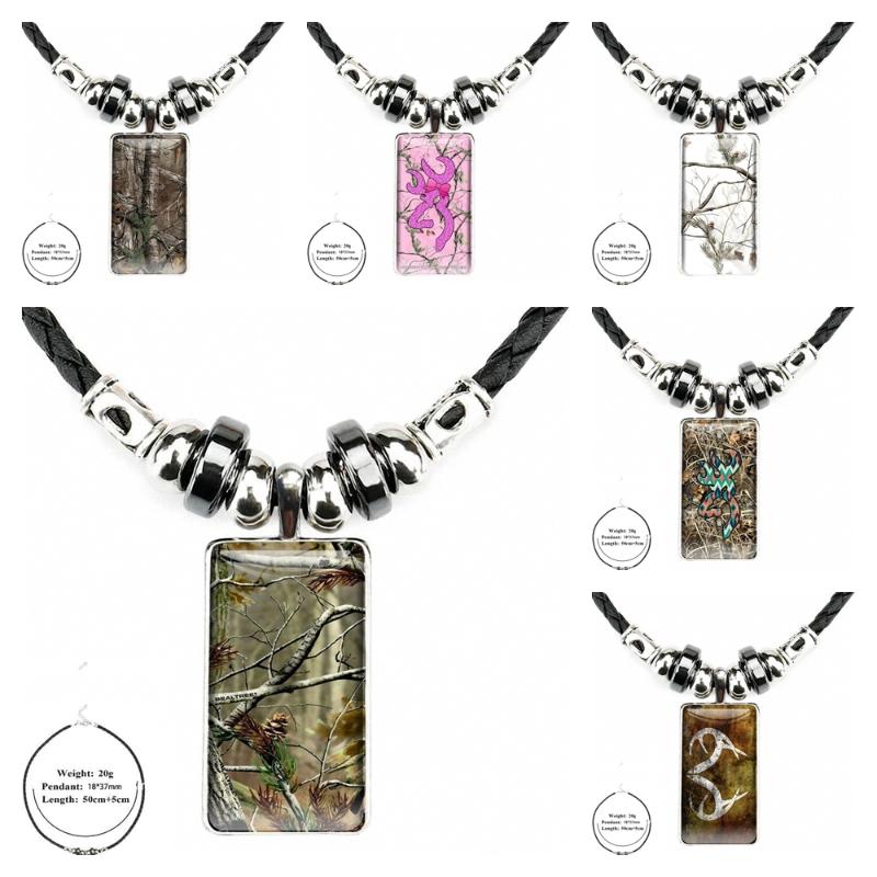 

Pendant Necklaces For Women Christmas Gift Pink Realtree Camos Mens Glass Cabochon Necklace Rectangle Fashion Black Hematite