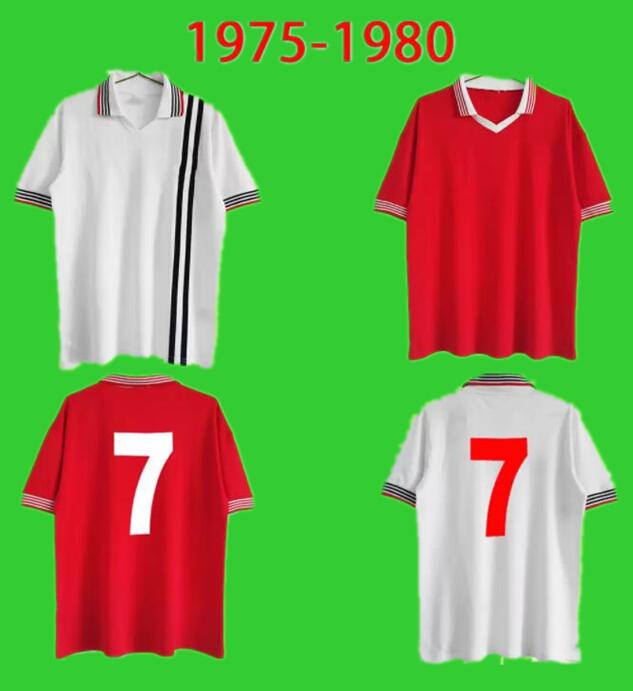 

1975 1976 1977 1978 1979 1980 Manchester Retro soccer jerseys MAN vintage football shirt classic UTD 75 76 77 78 79 80 home away red white S-2XL united, 75/80