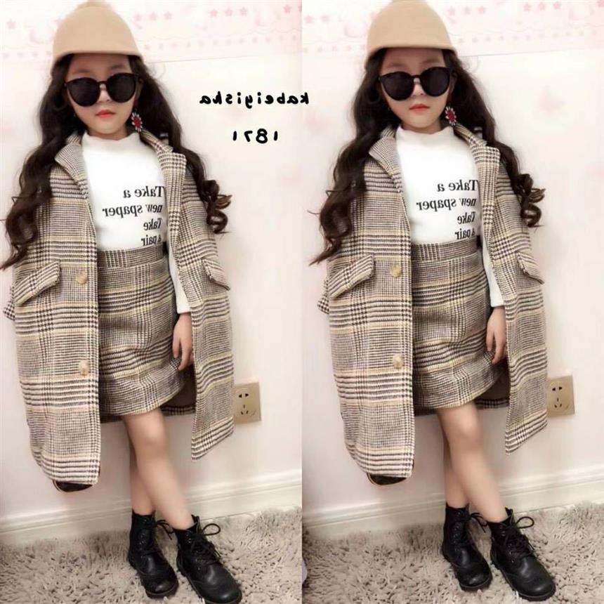 

Girl Fall Outfits 2019 Autumn Winter Children Clothing Set Coat Skirt Baby Girls Tracksuit Kids Woollen Clothes Sets293p, As picture