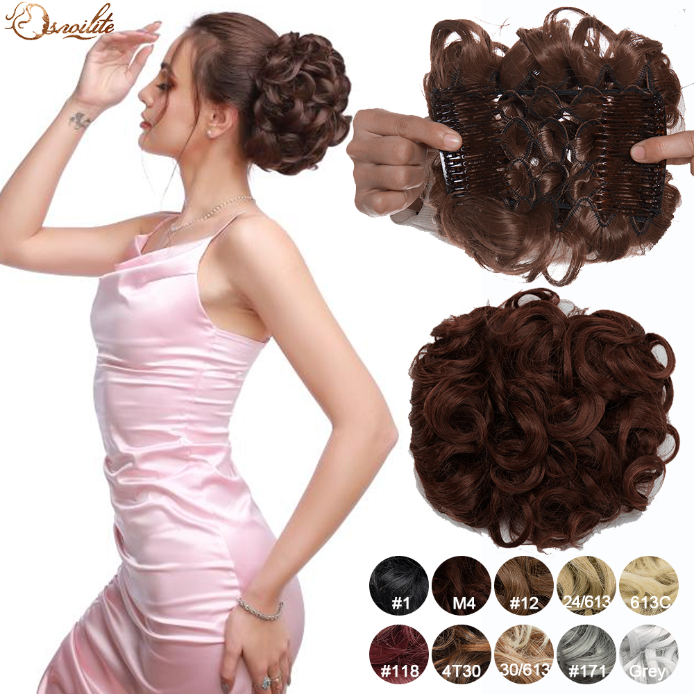 Costume Accessories Snoilite Synthetic Hair Bun Brown Blonde Curly Chignon Messy Bun Comb Clip In Hair Extension Updo Chignon Hairpieces For-image-772562112