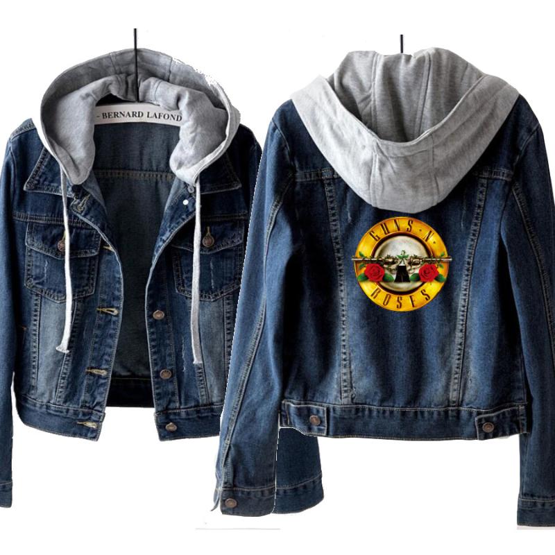 

Women' Jackets Guns And Rose Band Graphic Denim Jean Women Streetwear Harajuku Coat Autumn Winter Oversized, W125waj blue
