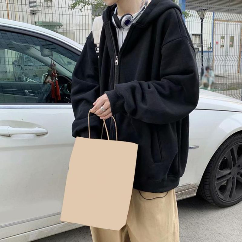 

Men's Hoodies & Sweatshirts Winter Hoodie Chic Pure Color Elastic Cuff Men Coat Solid Cardigan CoatMen's, Black