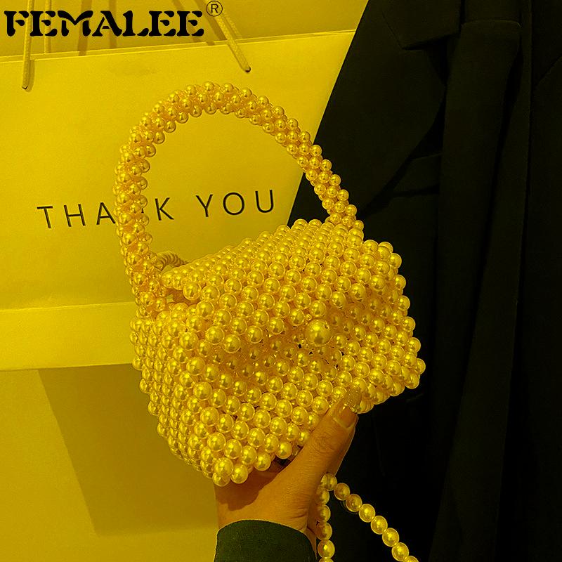 

Shoulder Bags Handmade EVA Beaded Flap Pearl Bag Woven Korean Small Coin Purses Diagonal Phone Female Clutch Banquet Party PurseShoulder, As pic