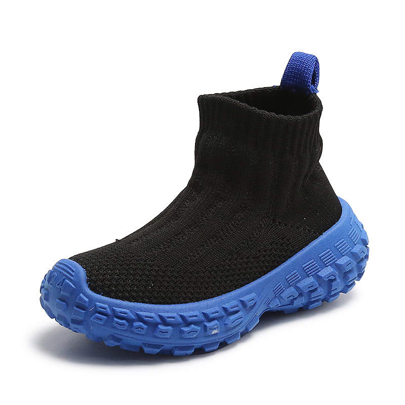 

Kids Sock Shoes Knitted Fashion High Top Sneakers for Boys Girls Casual Sport Sock Sneakers Children Tennis Shoes Size 21-32, Blue