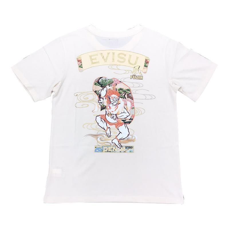 

Men and Women's T-shirts Spring and Summer Pure Cotton Fushen Print Short-sleeved High Street Loose Shirts, White