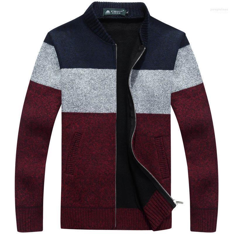 

Men's Sweaters Winter Patchwork O-Collar Vintage Sweater Man Zipper Cardigans Mens Long Sleeve Velvet Thickening Warm Oversized Coat, Dark blue