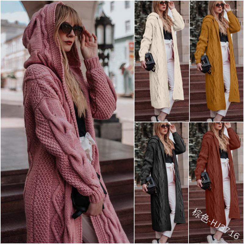 

Women' Knits & Tees 2022 Female Cardigan Autumn Winter Solid Color Hooded Long Sweater Twist Knit Women -5XL YM09 Perf22, Dark grey
