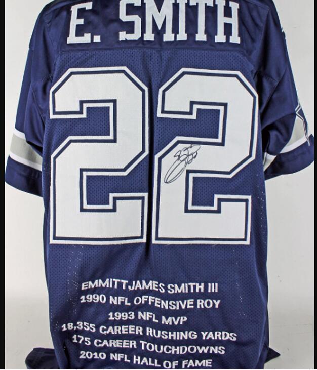 

Emmitt Smith Signed Autograph Autographed auto Tees jersey shirts, Gray