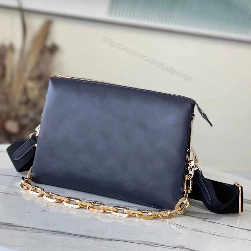 

7A Women Crossbody Bags Top Cousin pm Embossed Fluffy Sheep Leather Handbag Pearl Tone Rainbow Gradient Pattern Detachable Thick Chain Fabric Shoulder Strap L304, M20565