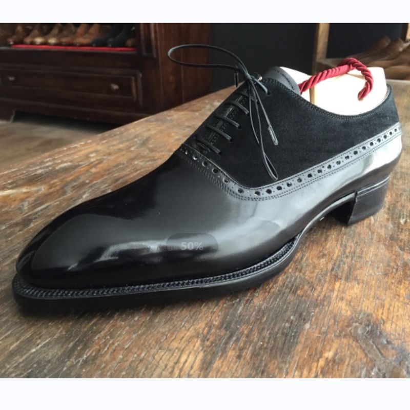 

Oxford Shoes Men PU Solid Color Casual Fashion Lace Daily Youth Office Professional Suede Stitching Bright Business Formal Leather Shoes CP220, Clear