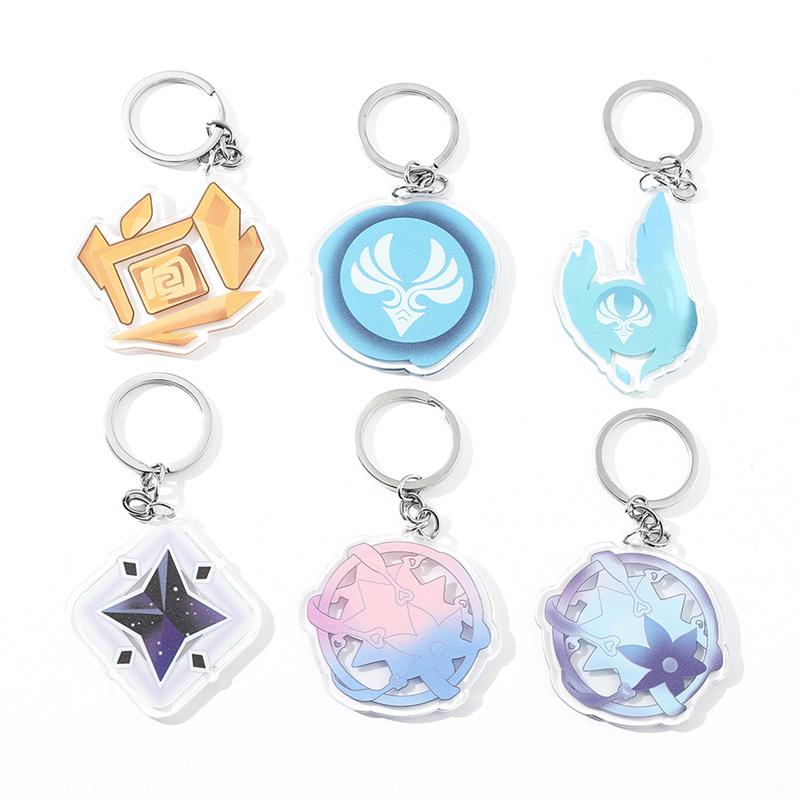 

Keychains Game Genshin Impact Intertwined Fate Acauaint Primogem Acrylic Pendant Vision Accessories Kawaii Gifts