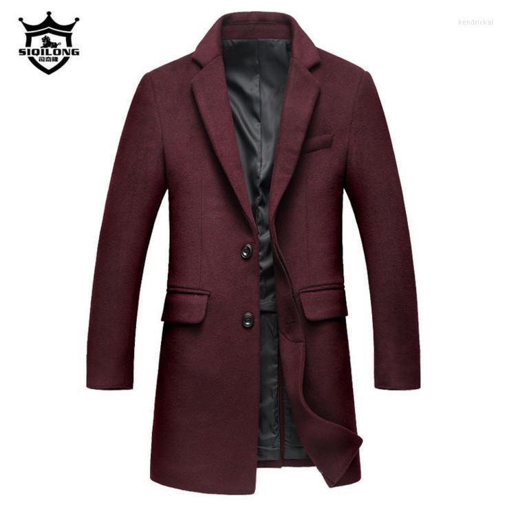 

Men's Wool & Blends Winter Coat Men Business Casual Middle-long Trench High Quality Turn-down Collar Fashion Woolen Clothing Kend22, Black