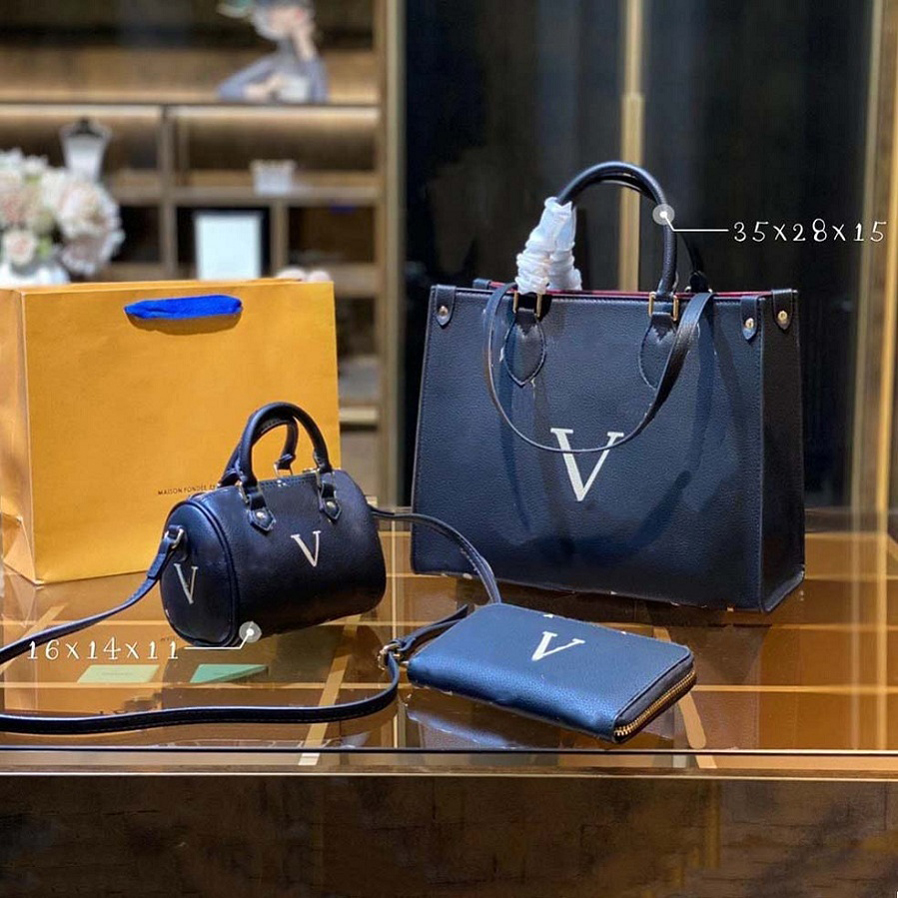 

Designer Fashion woman Luxury Shoulder Bags Three-piece Totes Handbag Genuine Leather Classic pattern Design Super Large Capacity High Quality Gifts brand 001, #1