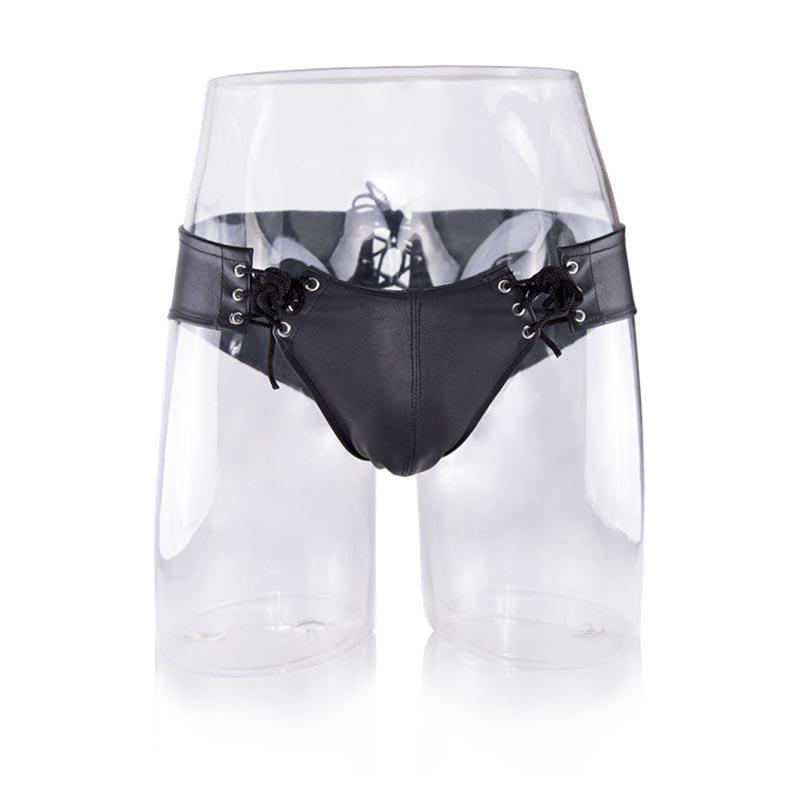 

Underpants Sexy Faux Leather Metallic Shiny Boy Shorts Lace Up Brief For Male Kinky Bikini Underwear Under Pants Fetish LingerieUnderpants, Black