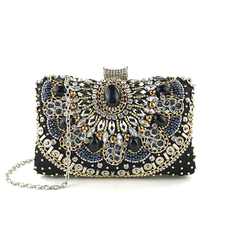Evening Bags BaoYaFang Women Black Crystal Handbags Party Woman Wedding Bag For Bride Chain Shoulder Day ClutchesEvening