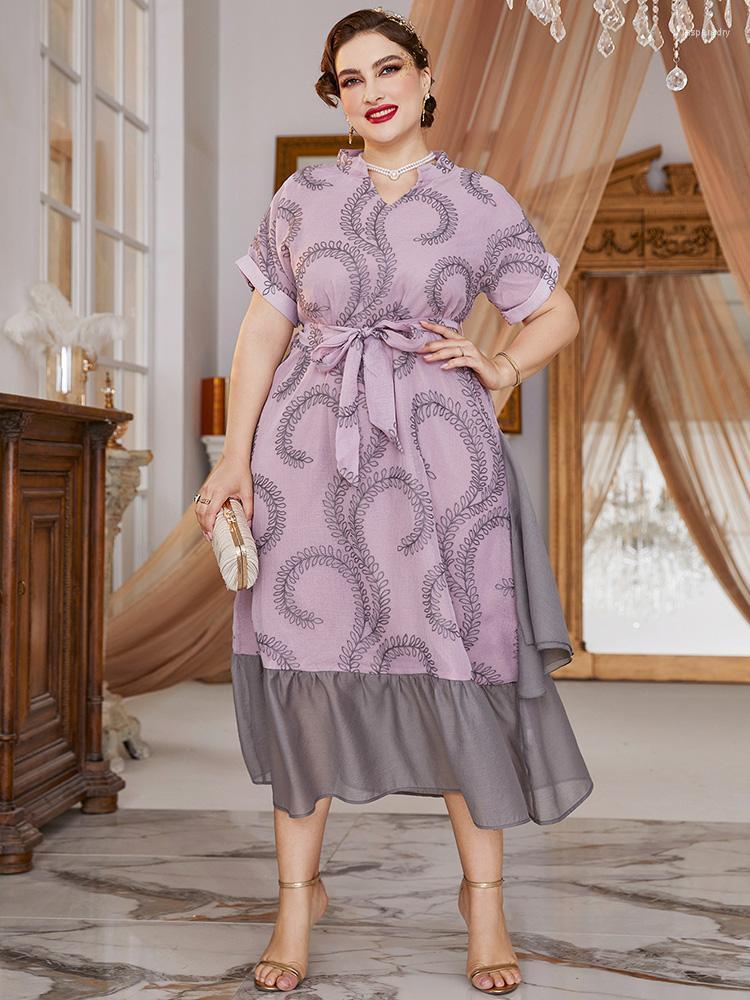 

Plus Size Dresses TOLEEN Women Large Midi Elegant Party Evening 2022 Summer Pink Short Sleeve Oversized Muslim Festival Clothing Jasp22