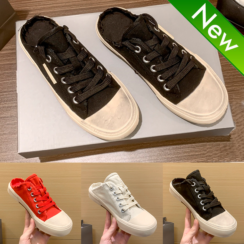2022 Fashion Paris Open Back Sneaker Mule Chaussures décontractées Designer Men Femmes Blanc Blanc Rouge NOUVEAU plus récente Platform Classic Pl