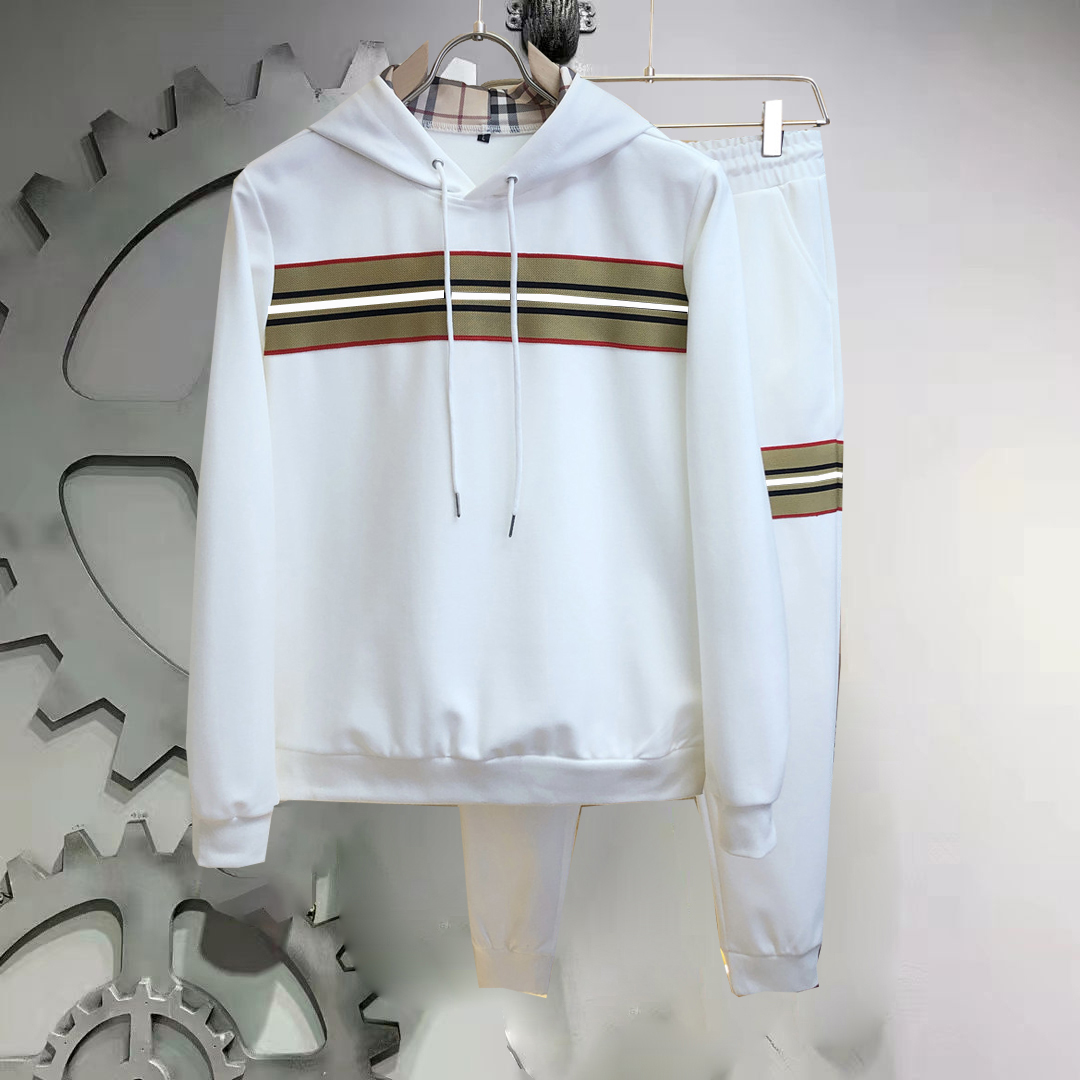 

Men's tracksuit two-piece round neck hoodie pants luxury classic letter-check stitching fashion multi-style Spring and Autumn tracksuit bur