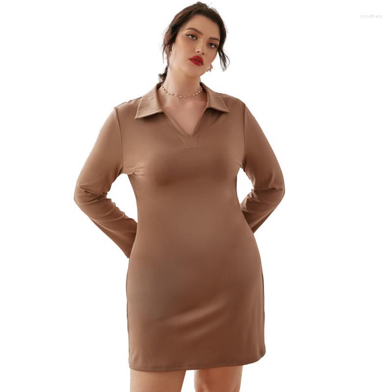

Curry Sexy Slim Stretch Knit Plus Size Dress Jona22