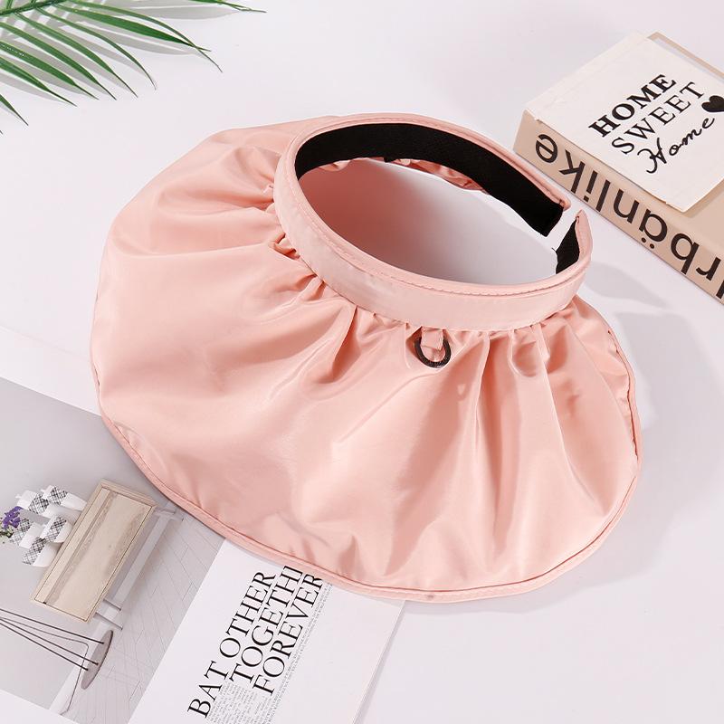 

Wide Brim Hats Floding Empty Top Caps Outdoor Breathable Travel Anti-UV Visor Female Headband Holiday Beach Hat Ladies Summer Shade CapsWide, Black