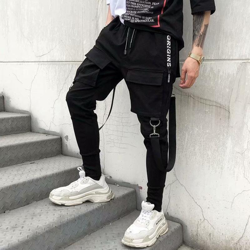 

Men's Pants Fashion Mens Overalls Hip-hop Street Feet Joggers Cargo Streetwear Quick-drying Oversize For MenMen's, Black