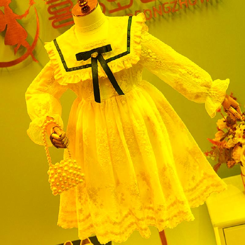 

Girl's Dresses Kids Girls Dress For Teens Spring Girl Princess Sweet Elegant Lace Cute Children Party Clothing 3-14 YearsGirl's, Beige