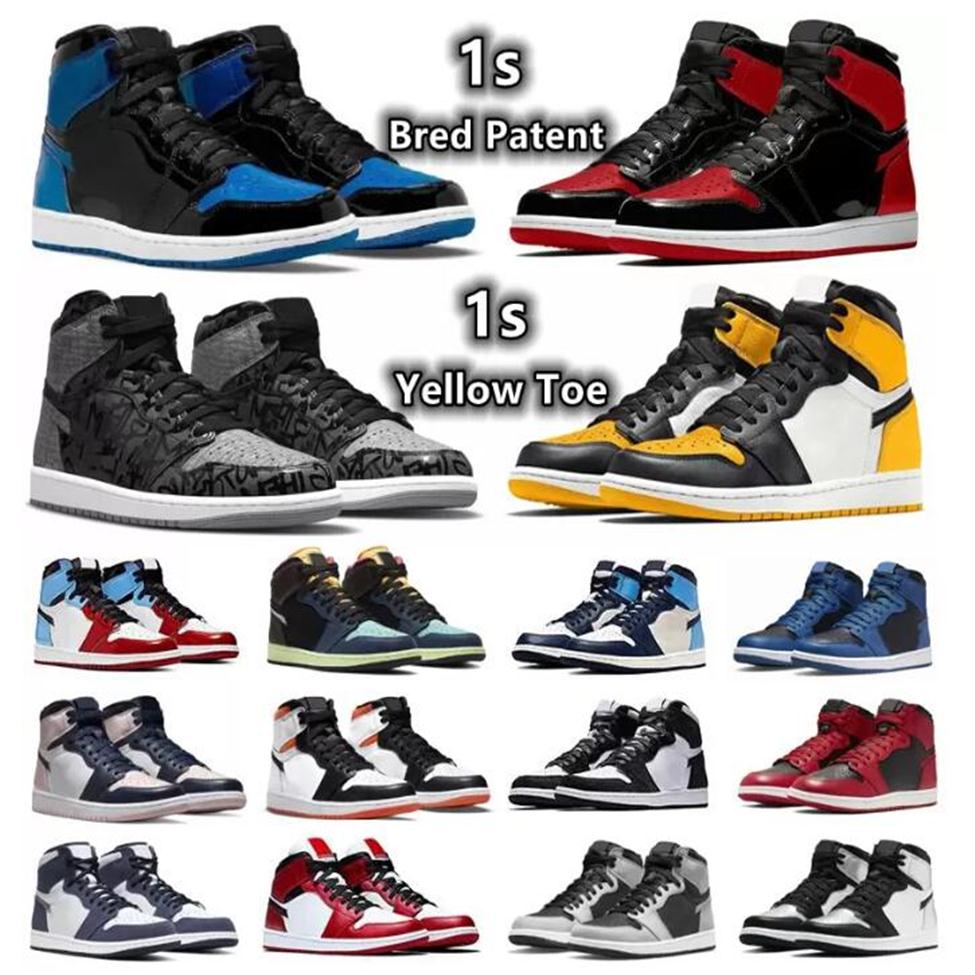 

1 1s kids Big boy Basketball Shoes Sneakers Yellow Toe Rebellionaire Bred Patent Dark Mocha Marina Blue Bubble Gum Obsidian Shadow297U, 10