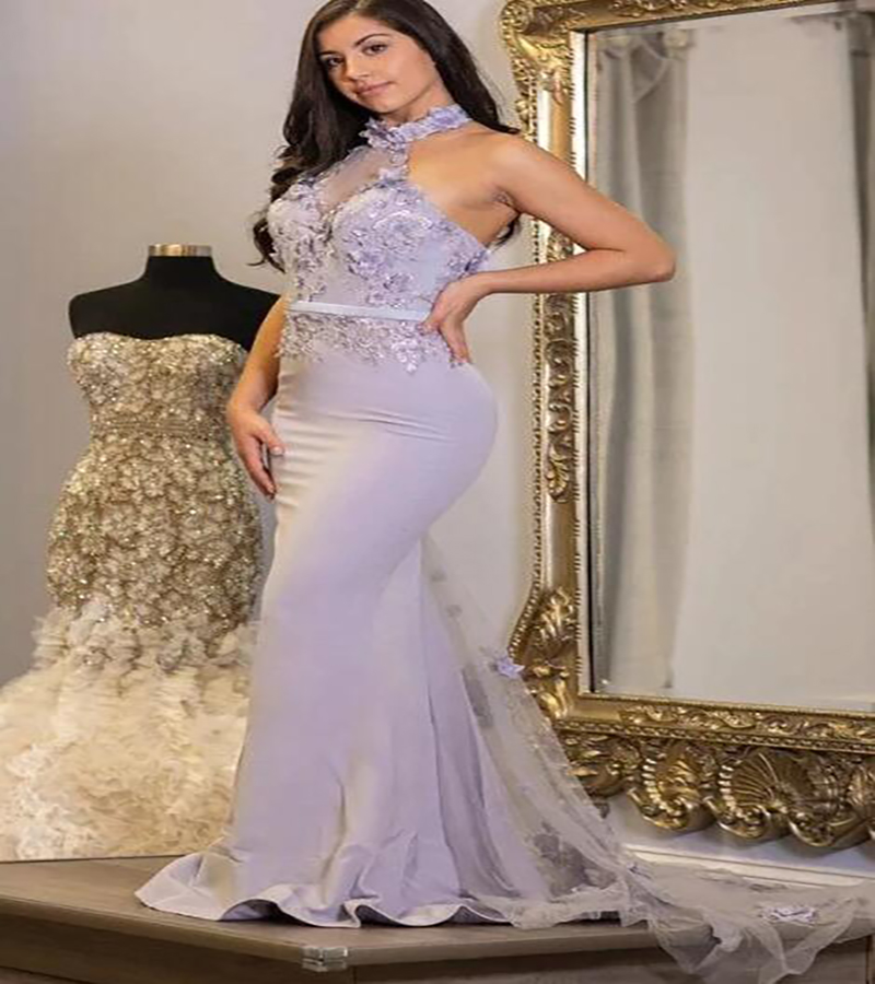 

Sexy Lilac Mermaid Prom Dresses 2022 With Lace Halter Floor Length Satin Plus Size Evening Dress With Train Elegant Black Girls Formal Party Gowns Graduation Wear, Red