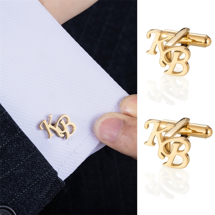 

Personalized Letter Name Cufflinks Mens Jewelry Gifts Customize Names Cuff links Buttons Initials Letters Wedding Cufflink Groom 220414