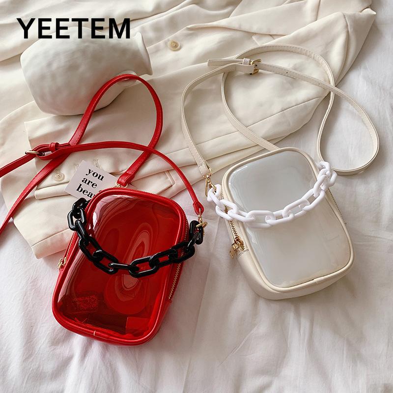 

Shoulder Bags Transparent Bag Women's Sweet Jelly Pvc Chain One-shoulder Messenger Small Square Coin Purse Satchels Lipstick BagShoulder, Black